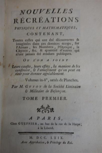 null GUYOT (de la Société Littéraire & Militaire de Besançon). NOUVELLES RÉCRÉATIONS...