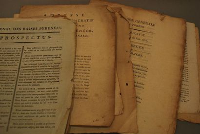 null PYRÉNÉES-ATLANTIQUES - IMPRIMÉS. 13 documents, fin XVIIIe-début XIXe.
- Rare...