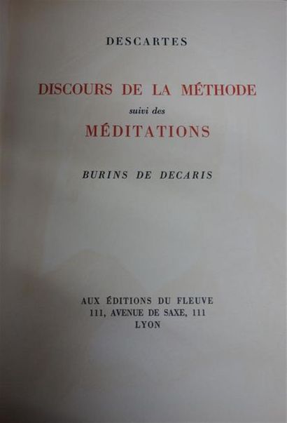 null DESCARTES (René) - DECARIS. DISCOURS DE LA MÉTHODE. Suivi des Méditations. LYON,...