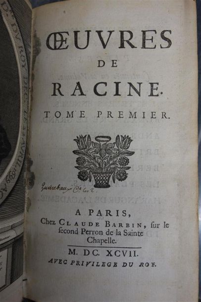 null RACINE (Jean). OEUVRES. PARIS, BARBIN, 1697. Deux volumes, in-12, pleines reliures...