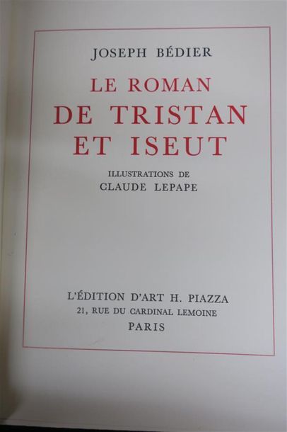 null BÉDIER (Joseph) - LEPAPE. LE ROMAN DE TRISTAN ET ISEUT. PARIS, PIASA, 1968....