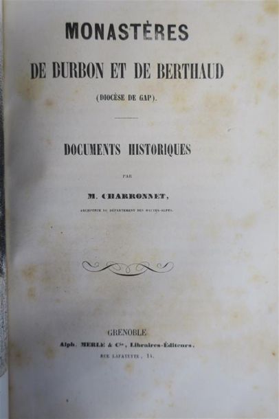 null CHARRONNET. MONASTÈRES DE DURBON ET DE BERTHAUD (Diocèse de Gap). Documents
historiques....