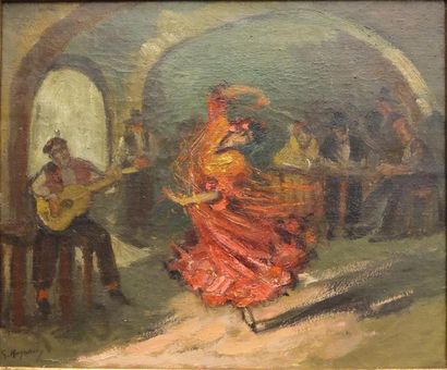 null Georges Regnault (1898-1979) 
Au cabaret 
Huile sur toile 
Signé en bas à gauche...