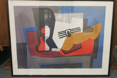 null Forme bleue et rouge, lithographie d'après Picasso. 