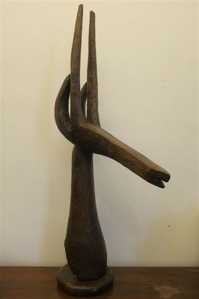 null AFRIQUE ? Sculpture en bois polychrome en forme de gazelle.