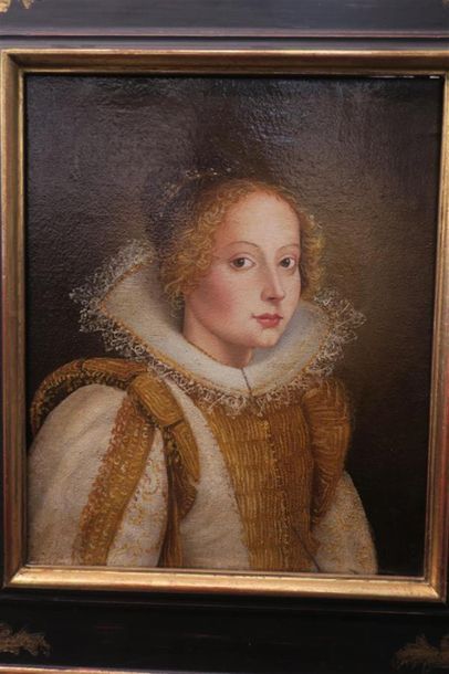 null Portrait d'une dame de qualité dans le goût du XVIIe, huile sur toile.