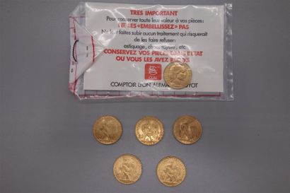 6 PIECES de 20 francs or (5x1909, 1x1910...