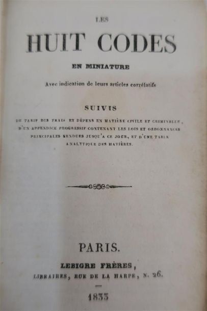 null Les huit codes en miniature. Paris, 1833. 