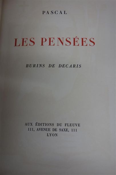 null PASCAL - DECARIS. LES PENSÉES LYON, AUX ÉDITIONS DU FLEUVE, s. d. (vers 1966)....