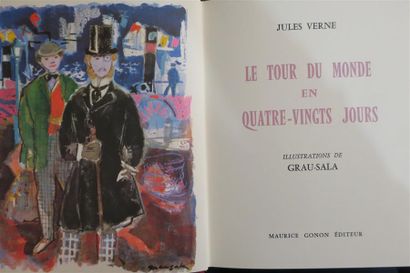 null Jules Verne. Voyages extraordinaires. 12 volumes sous emboîtage rouge. 