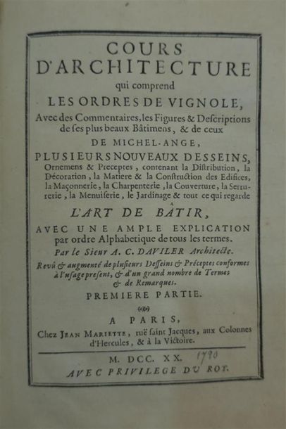 null ARCHITECTURE DE VIGNOLE 1 VOLUME 1720