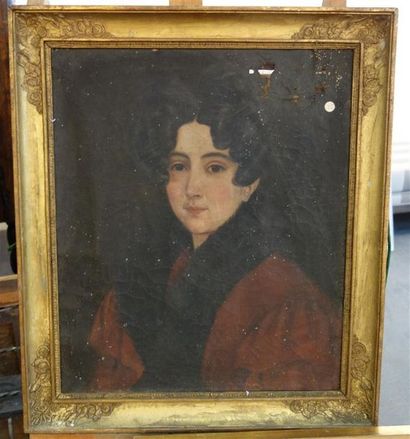 null Ecole française XIXème siècle. 
Portrait de femme. 
Huile sur toile. 