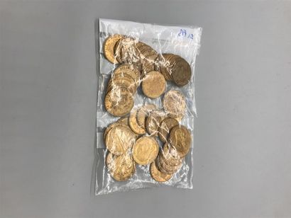 null 44 PIECES de 20 Francs or BELGIQUE.
Lot vendu sur désignation, non présent à...