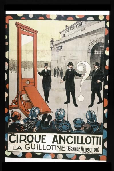 null ANCILLOTTI CIRQUE. "Cirque Ancilloti La Guillotine ".Lithographie en couleurs...