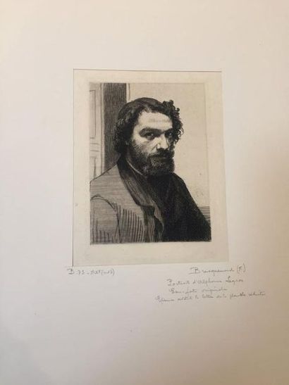 Félix BRACQUEMOND (1833-1914) Alphonse Legros. 1861. Eau-forte. 116 x 168 mm. Beraldi...