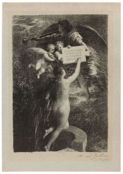 Henri FANTIN-LATOUR (1836-1904) Frontispice: Vérité. 1885. Autographie. 320 x 460...