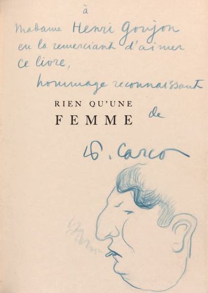 CARCO (Francis) Rien qu'une femme. Paris, G. Crès et Cie, 1923. In-4, maroquin gris...