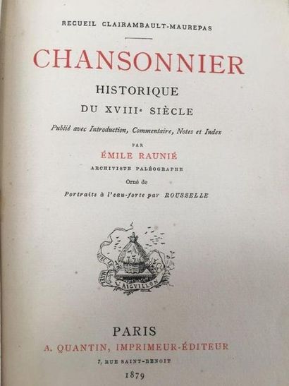 null RECUEIL CLAIRAMBAULT MAUREPAS
Chansonnier historique du XVIIIe siècle. Paris,...