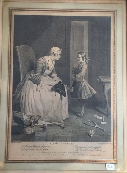 Jean Siméon Chardin (1699-1779) (d’après) La Gouvernante. 1739. Gravé par Lépicié....