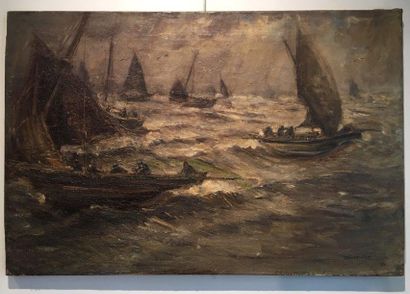 null Mason HUNTER (1854-1921) Sans titre Huile sur toile Marine 61 x 92 cm