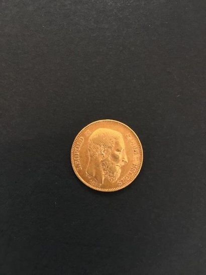 null Une pièce de 20 francs belge en or 999/00, Léopold II 1867 Poids: 6.4g