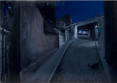 ALEXANDRE TRAUNER (1906-1993) Rue Sombre, décor pour Les Portes de la Nuit (Marcel...
