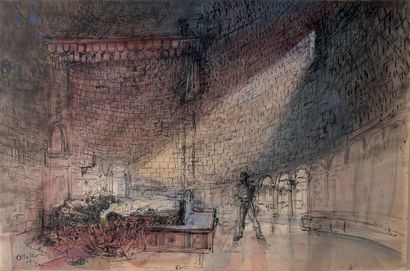 ALEXANDRE TRAUNER (1906-1993) La Chambre de Desdémone, décor pour Othello (Orson...