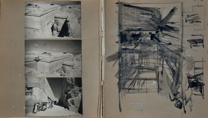 ALEXANDRE TRAUNER (1906-1993) Un album 37x32 cm de dessins au crayon, feutre, aquarelle...