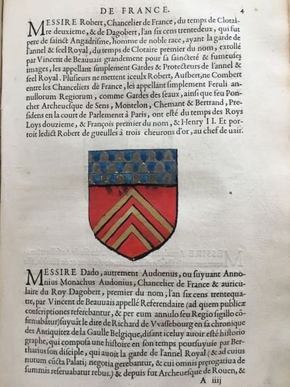  REGUM FRANCORUM IMAGINES [...]. Lyon, Balthazar Arnoullet, 1554. Grand in-4, vélin...