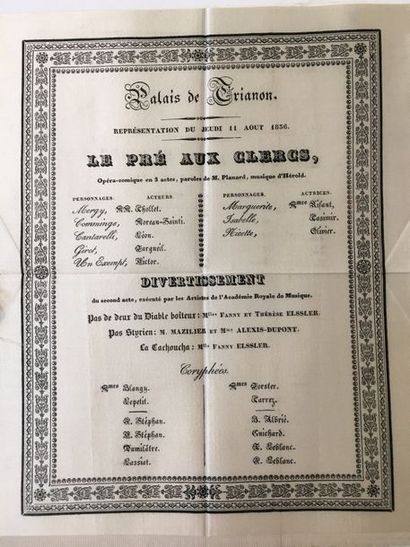 null THÉATRE. — Programme de la représentation du jeudi 11 août 1836 au Palais du...
