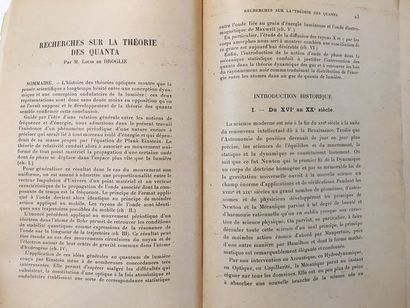 BROGLIE (Louis de) Recherches sur la théorie des quanta. S.l.n.d. [in Annales de...