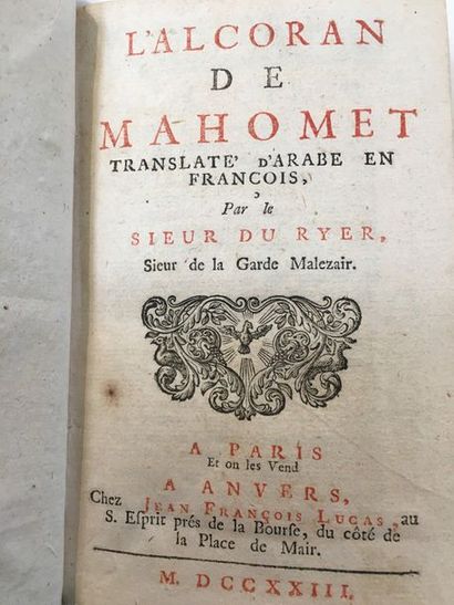 DU RYER (André) L'Alcoran de Mahomet translaté d'arabe en françois. Paris, Et on...