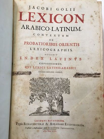 GOLIUS (Jacob) Lexicon arabico-latinum. Leyde, Bonaventure & Abraham Elzevier, 1653....
