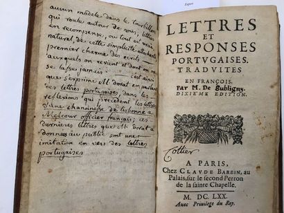 GUILLERAGUES Lettres et Réponses portugaises. Traduites en françois. Dixième édition....