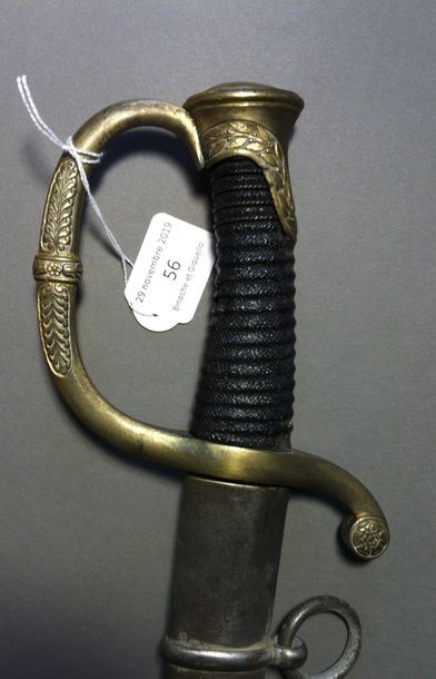 null Sabre d'officier d'artillerie monté modèle 1829. Poignée recouverte de galuchat...