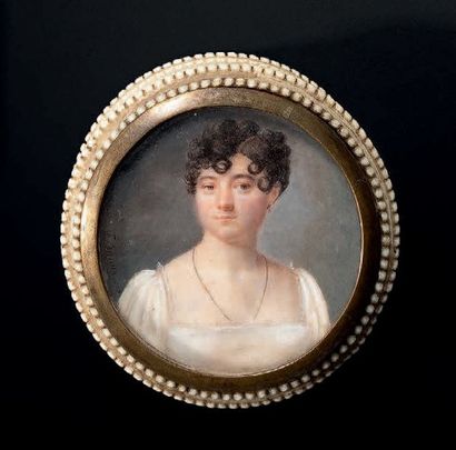 Jean-Pierre-Frédéric BARROIS (1786-1841) 
Portrait de jeune femme à la robe de voile...