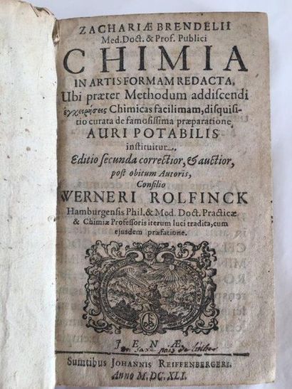 BRENDEL (Zacharie) Chimia in artis formam redacta. Iéna, Johann Reiffenberger, 1641....