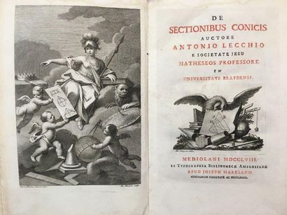 LECCHI (Antonio) De sectionibus conicis. Milan, Giuseppe Morelli, 1758. Petit in-4,...