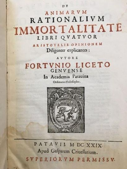 LICETI (FORTUNIO) De animarum rationalium immortalitate libri quatuor Aristotelis...