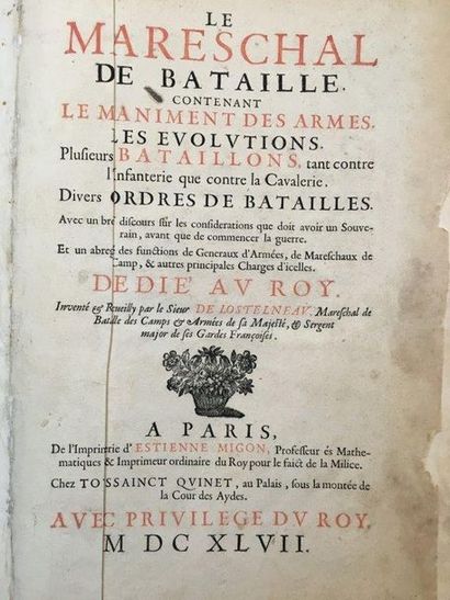 LOSTENEAU (Colbert de) The Mareschal of battle. Paris, De l'Imprimerie d'Estienne...