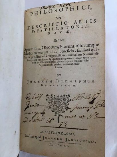 GLAUBER (Johann Rudolph) Furni novi philosophici, Sive descriptio artis destillatoriae...