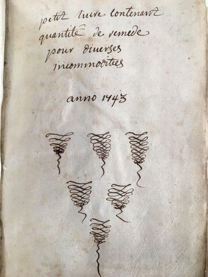 MANUSCRIT. — REMÈDES Small book containing a quantity of remedy[sic] for various...