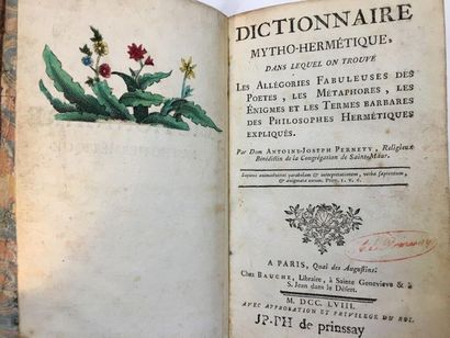PERNETTY (Antoine-Joseph) Dictionnaire mytho-hermétique, dans on trouve les Allégories...