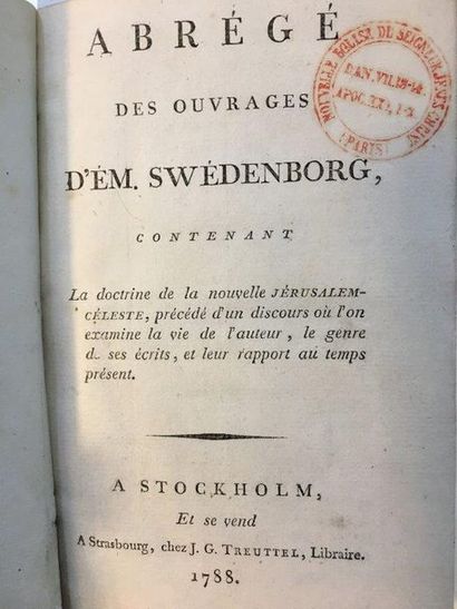 SWEDENBORG — Abrégé des ouvrages d'Ém. Swédenborg, contenant la doctrine de la nouvelle...