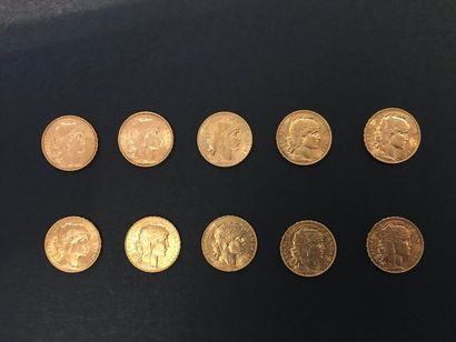 null 10 pièces en or de 20 Francs Napoléon «Coq de Chaplain» (999/00), 1912