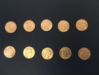 null 10 pièces en or de 20 Francs Napoléon «Coq de Chaplain» (999/00), 1912