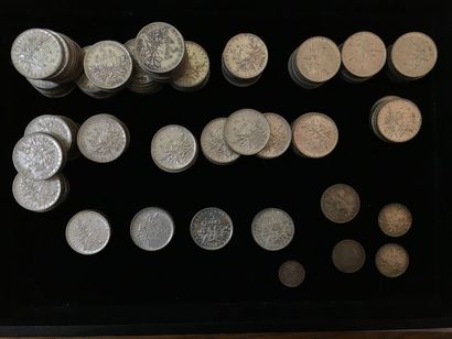 null 198 pièces de 5fr Semeuse en argent (835/1000) 1960 (65) 1961 (8) 1962 (34)...