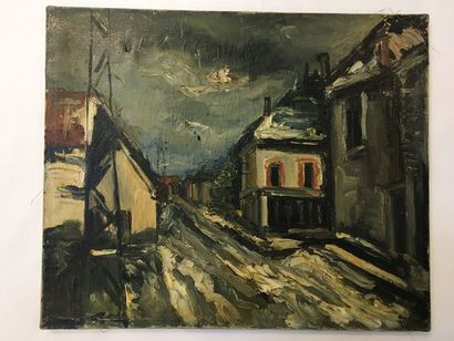 Anders OSTERLIND (1887-1960), dans le goût de. 
La grand-rue
Huile sur toile 38x46...