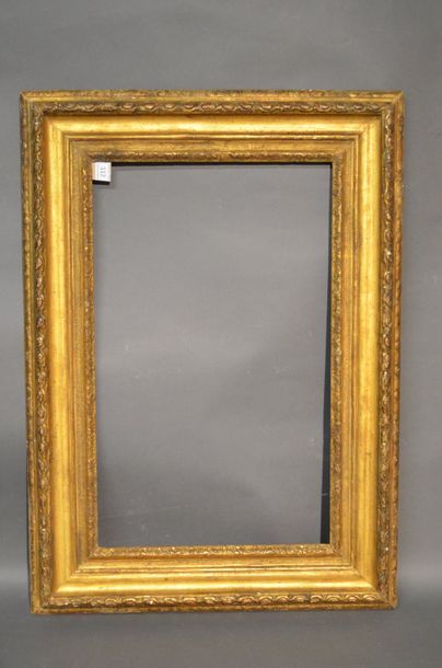 null PASTEL FRAME in carved and gilded oak with gadroons and a decorative frieze...
