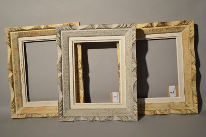 null THREE MONTPARNASSE FRAMES in carved, painted and patinated wood carved by the...